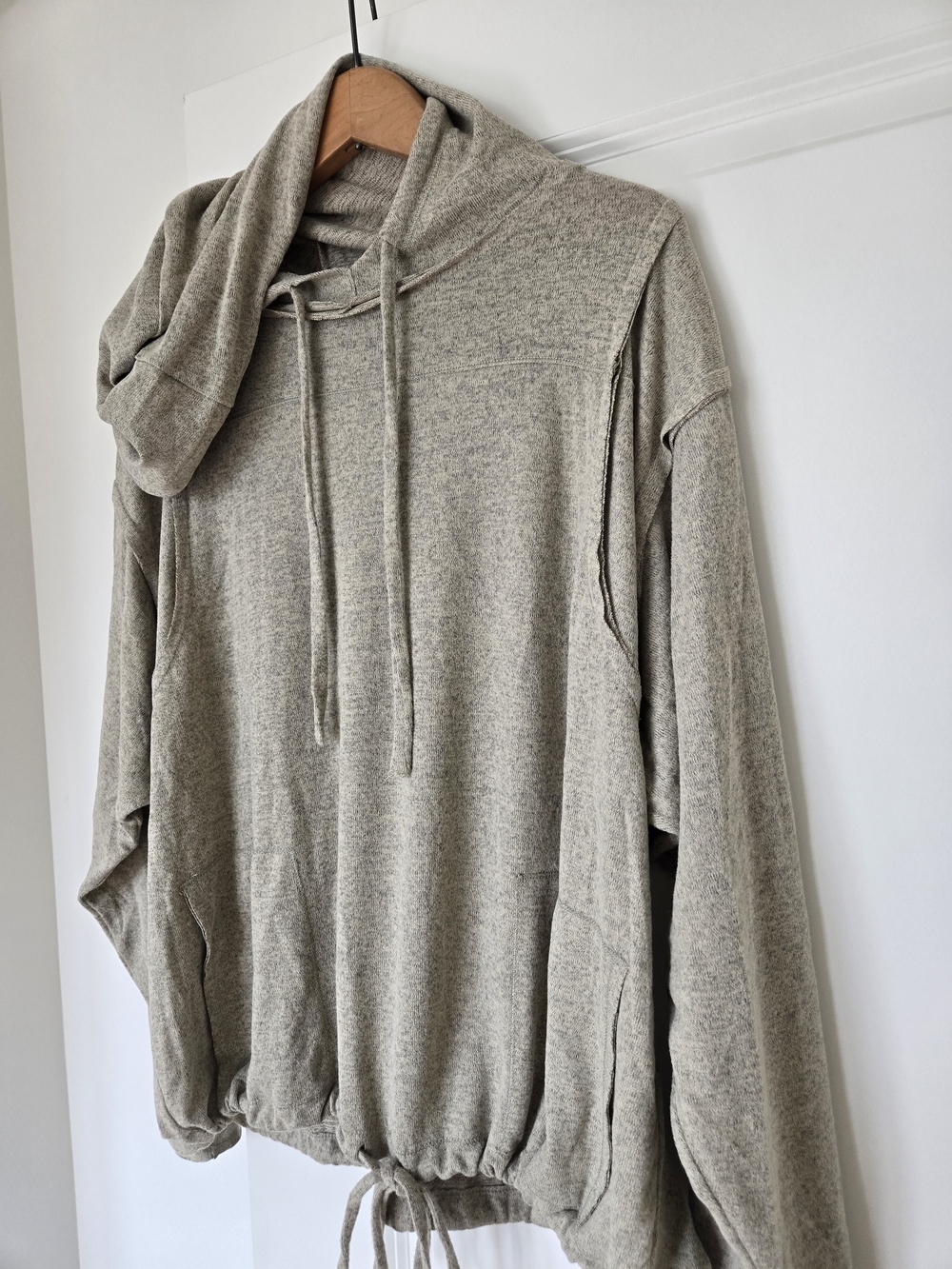 Heather Gray Oversized Drawstring Hoodie Pullover
